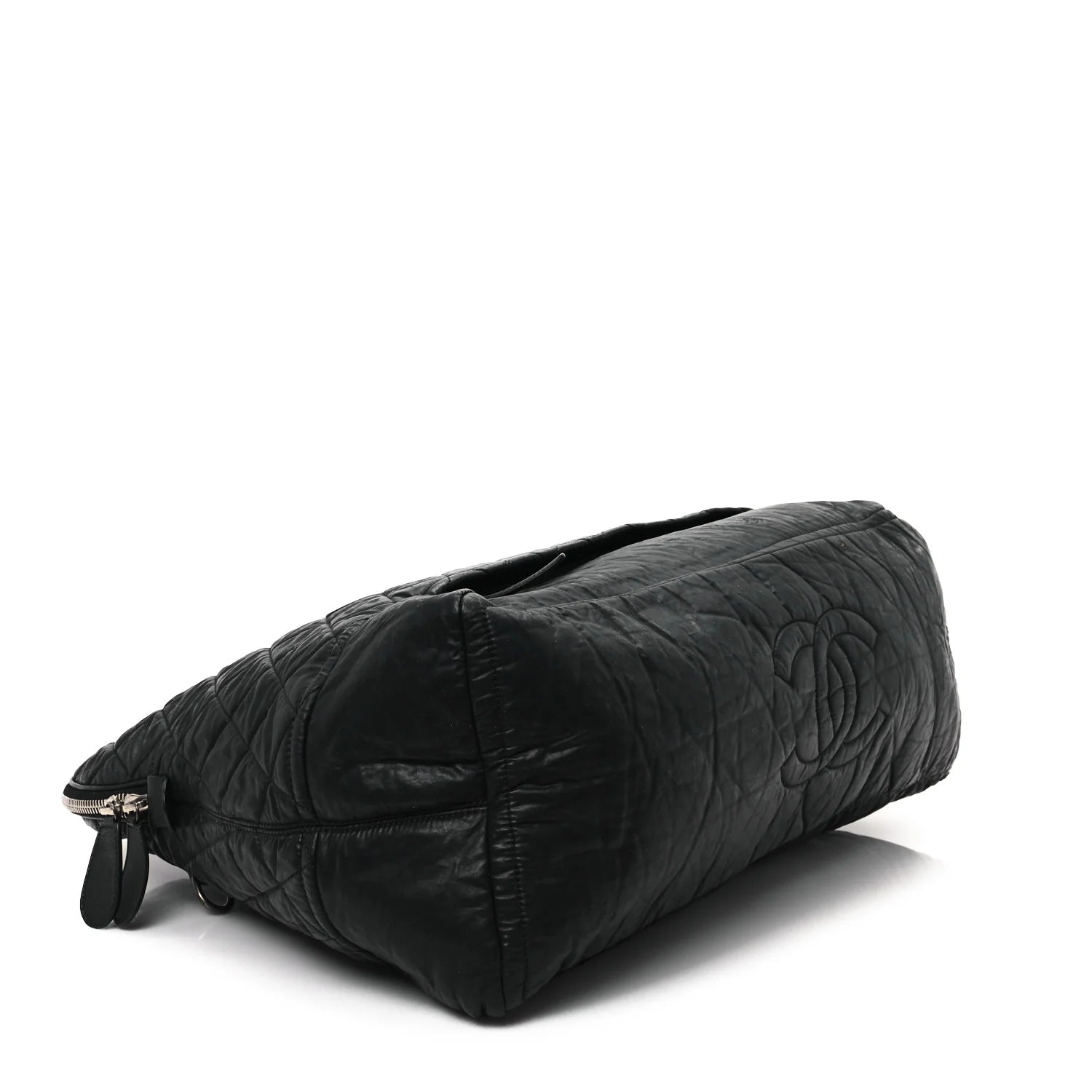 Coated Canvas Quilted Large Garment Travel Bag Black