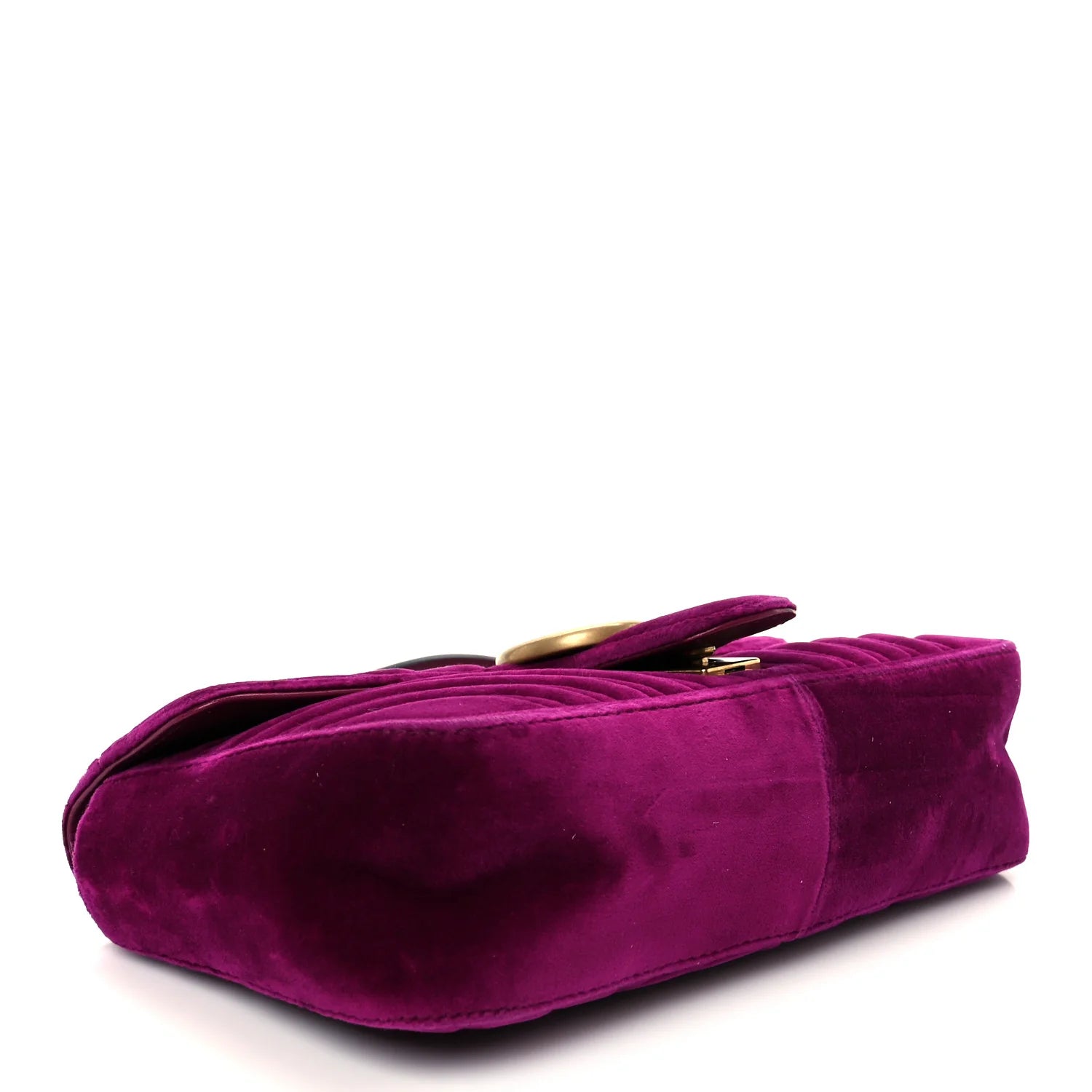 Velvet Matelasse Small GG Marmont Shoulder Bag Fuchsia Violet Cyclamen