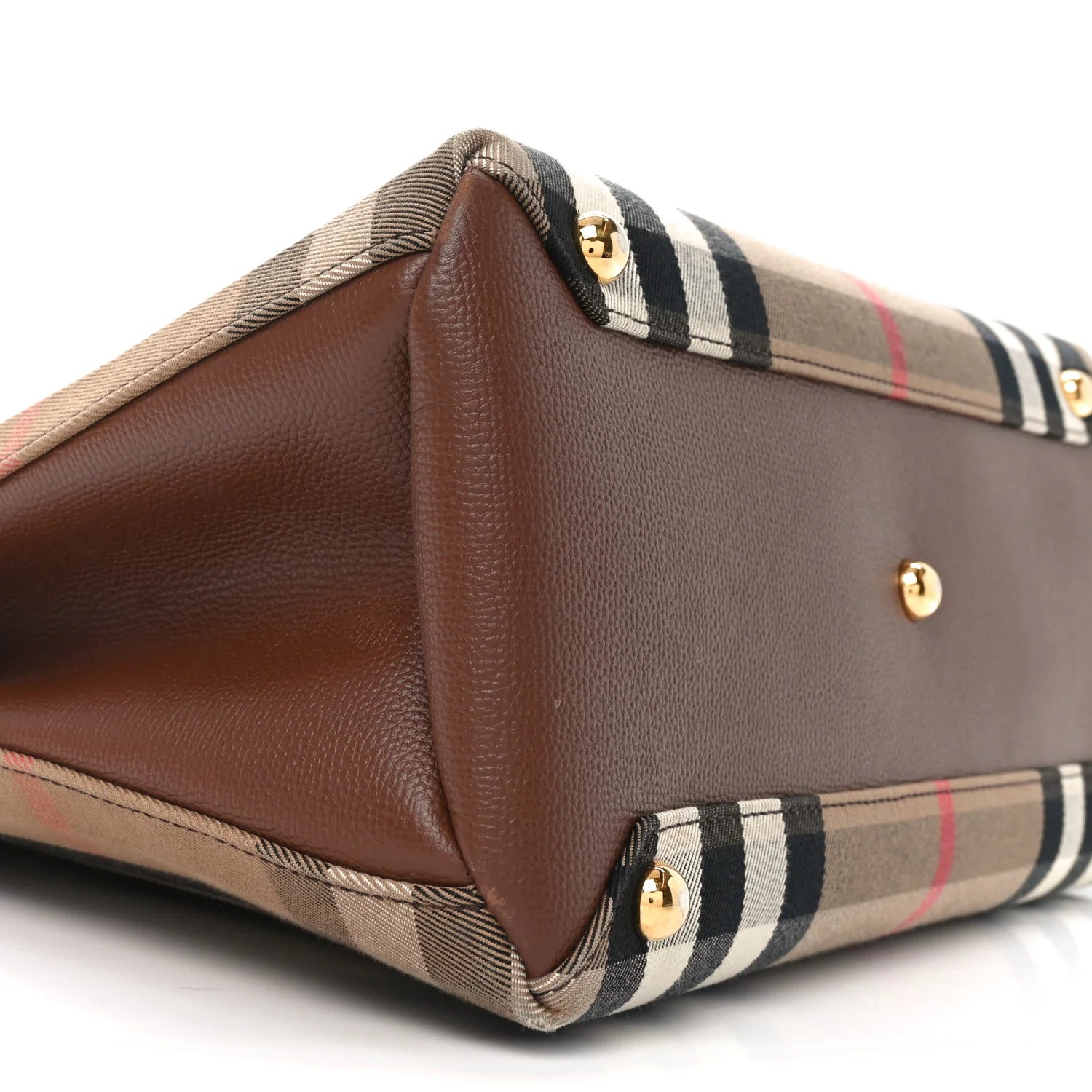 House Check Grainy Calfskin Medium Banner Tote Tan