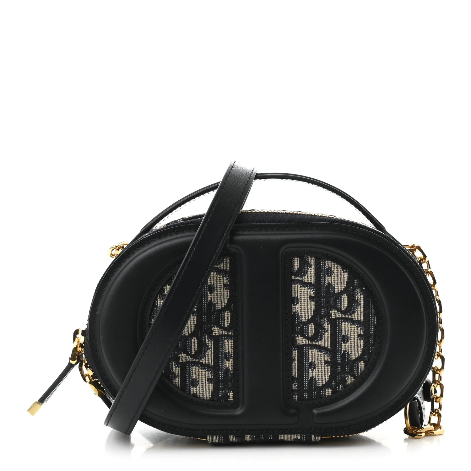 Oblique CD Signature Oval Crossbody Camera Bag Blue Multicolor