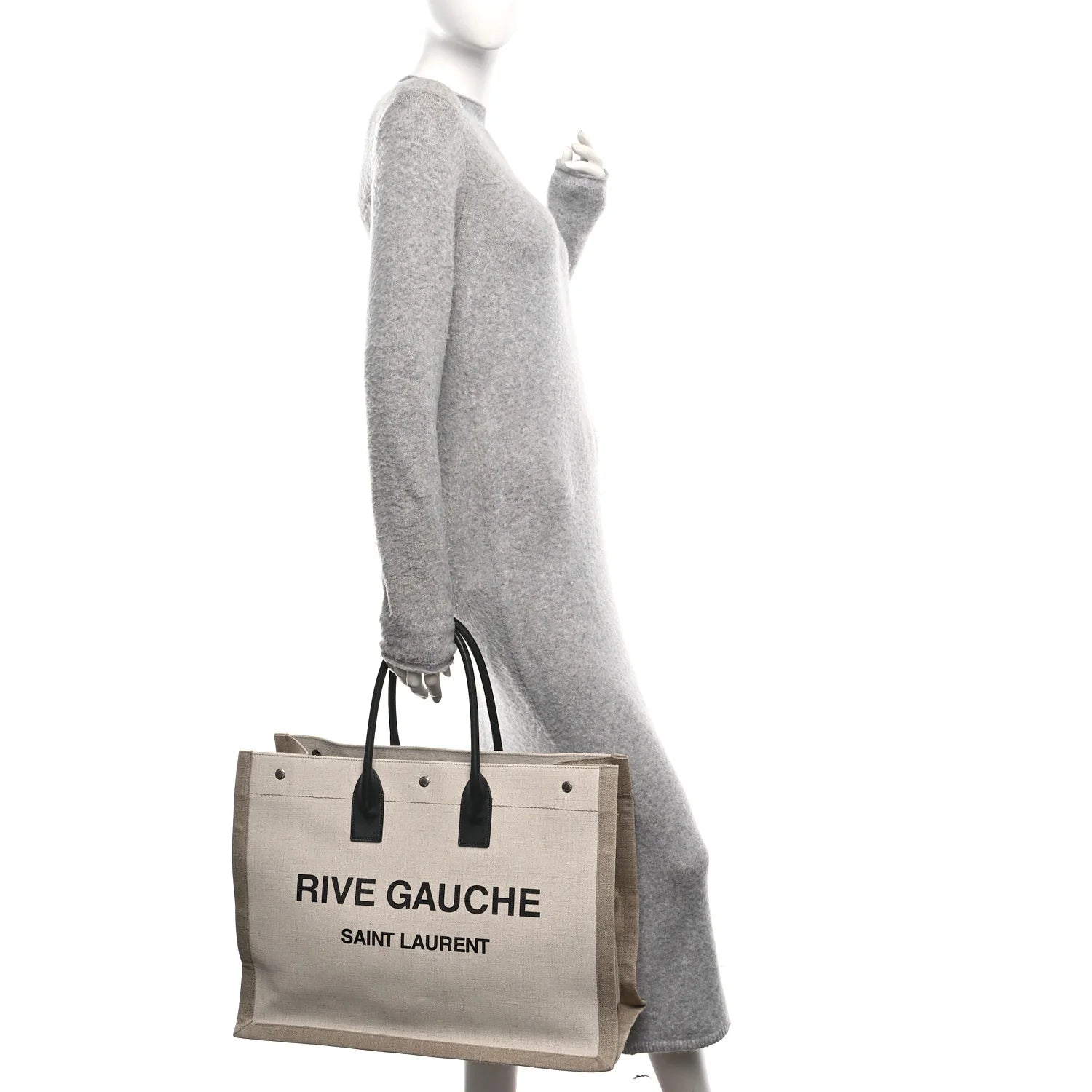Linen Calfskin Rive Gauche Tote Optic White