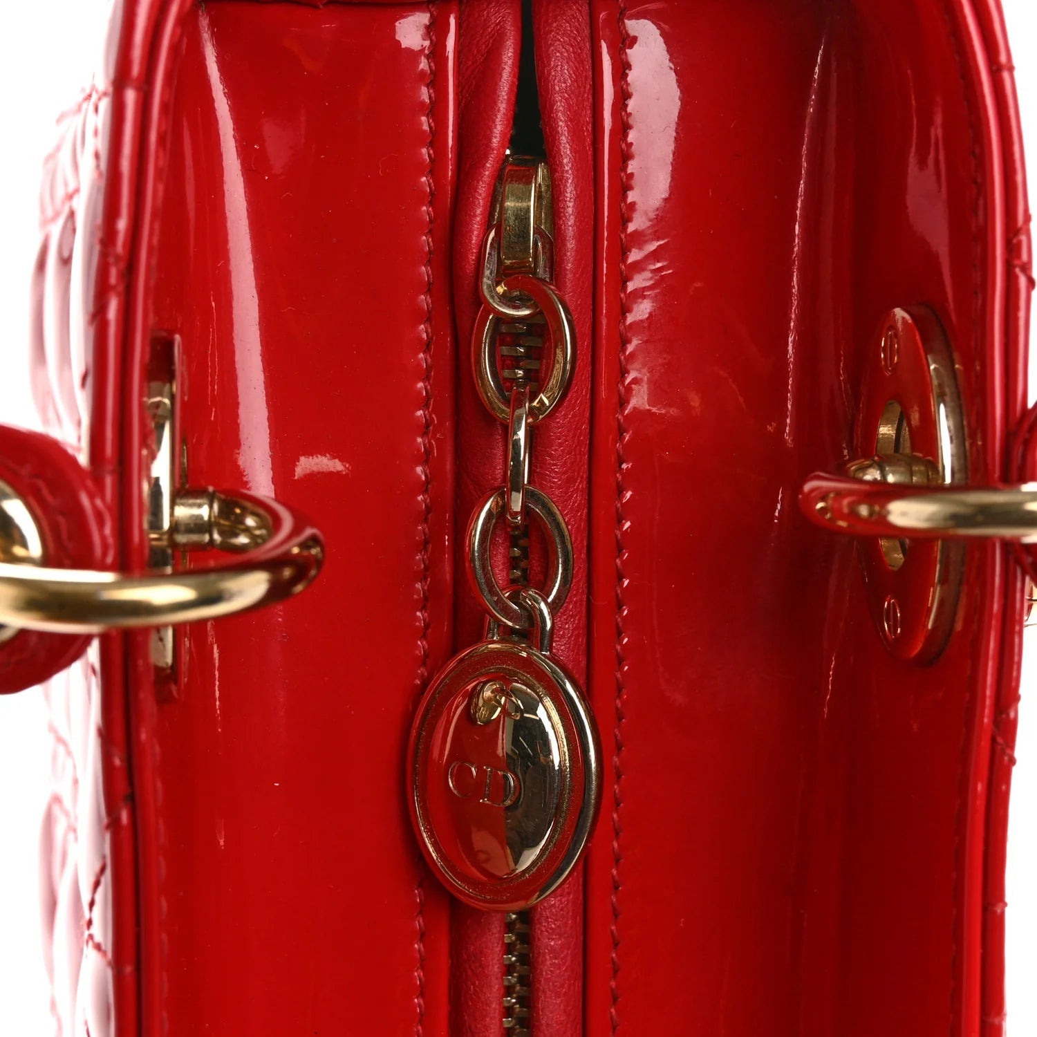 Patent Cannage Medium Lady Dior Red