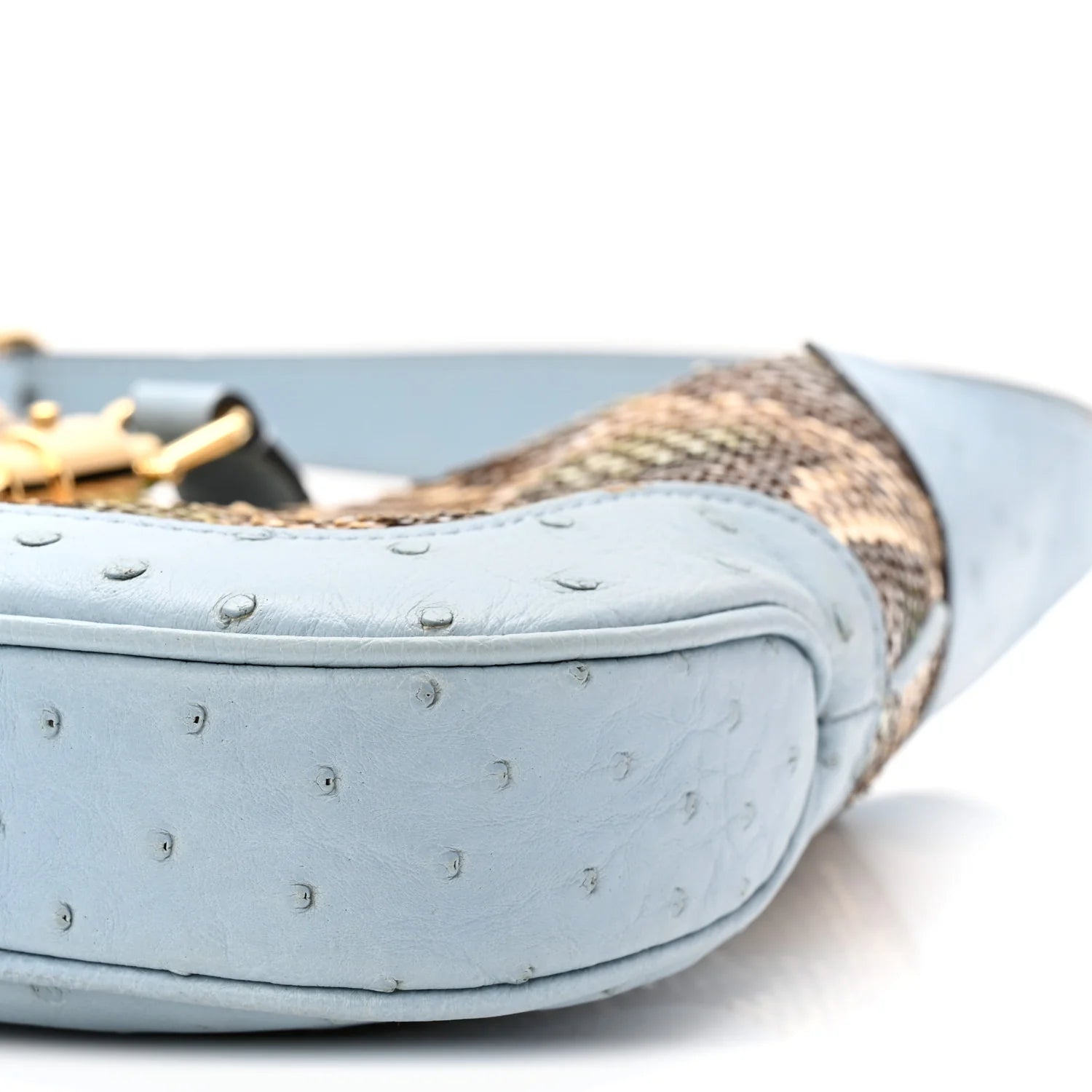 Snakeskin Ostrich Calfskin Small Jackie 1961 Hobo Blue Multicolor