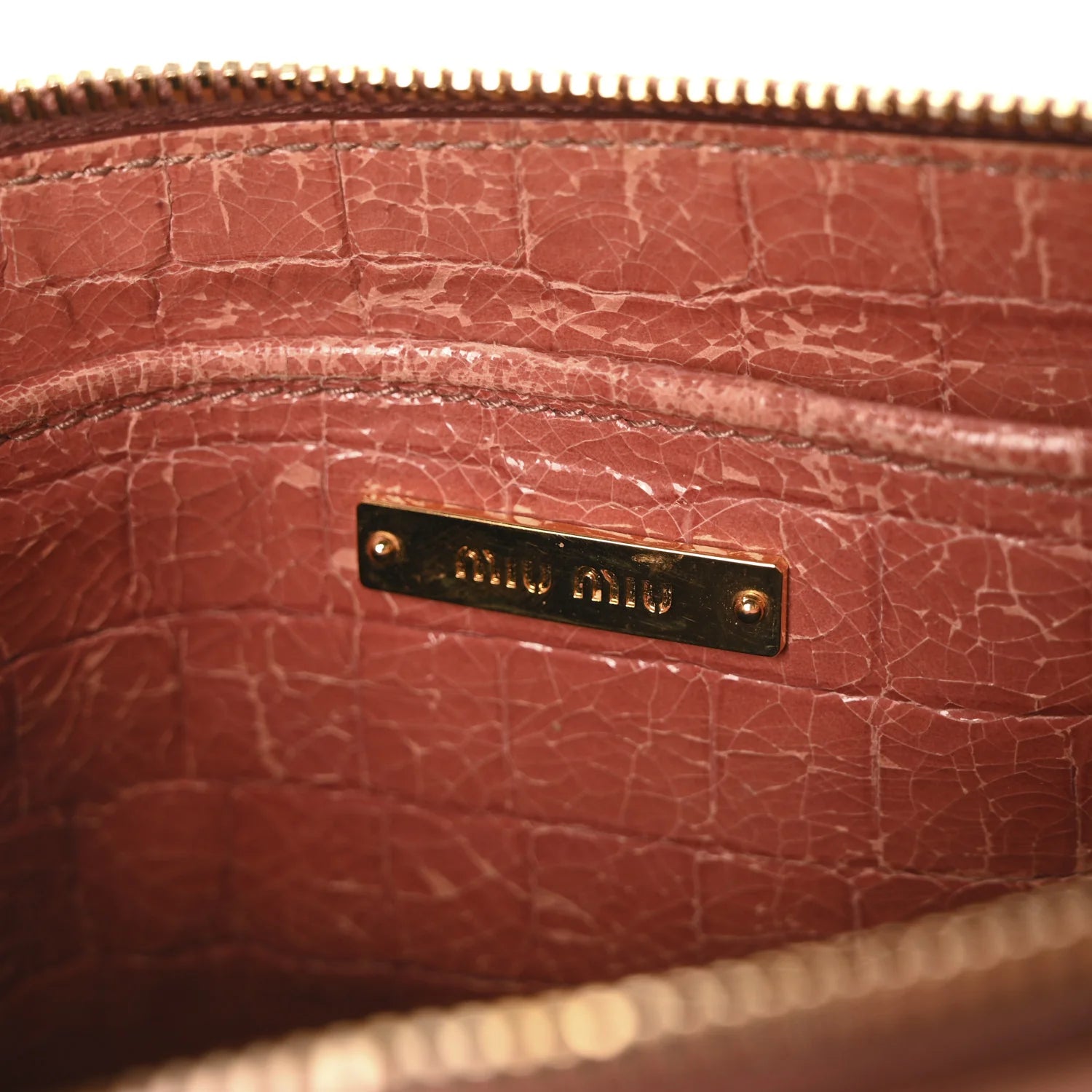 Vernice Crocodile Embossed Crossbody Bag Antico