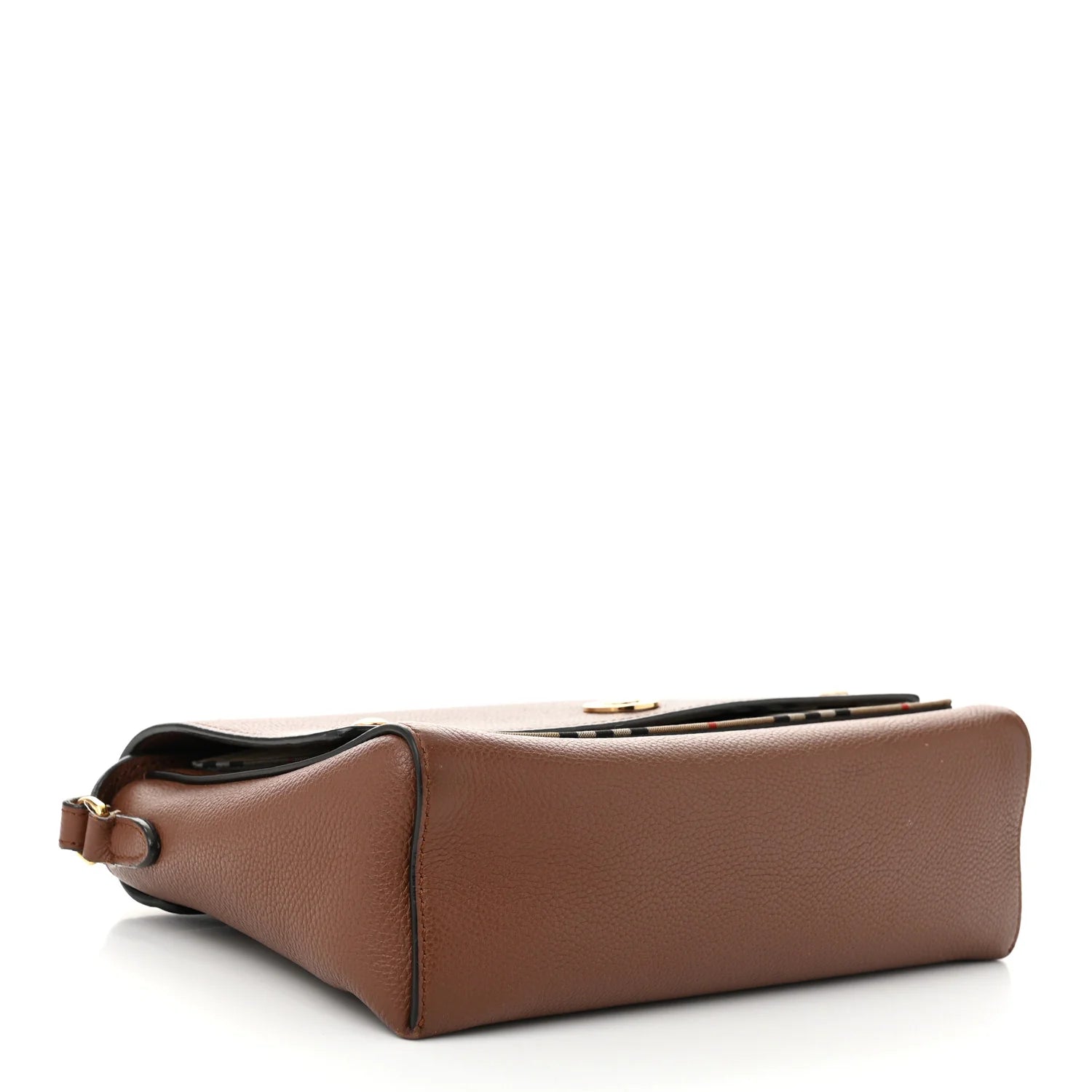 Grainy Calfskin Vintage Check Note Crossbody Bag Malt Brown