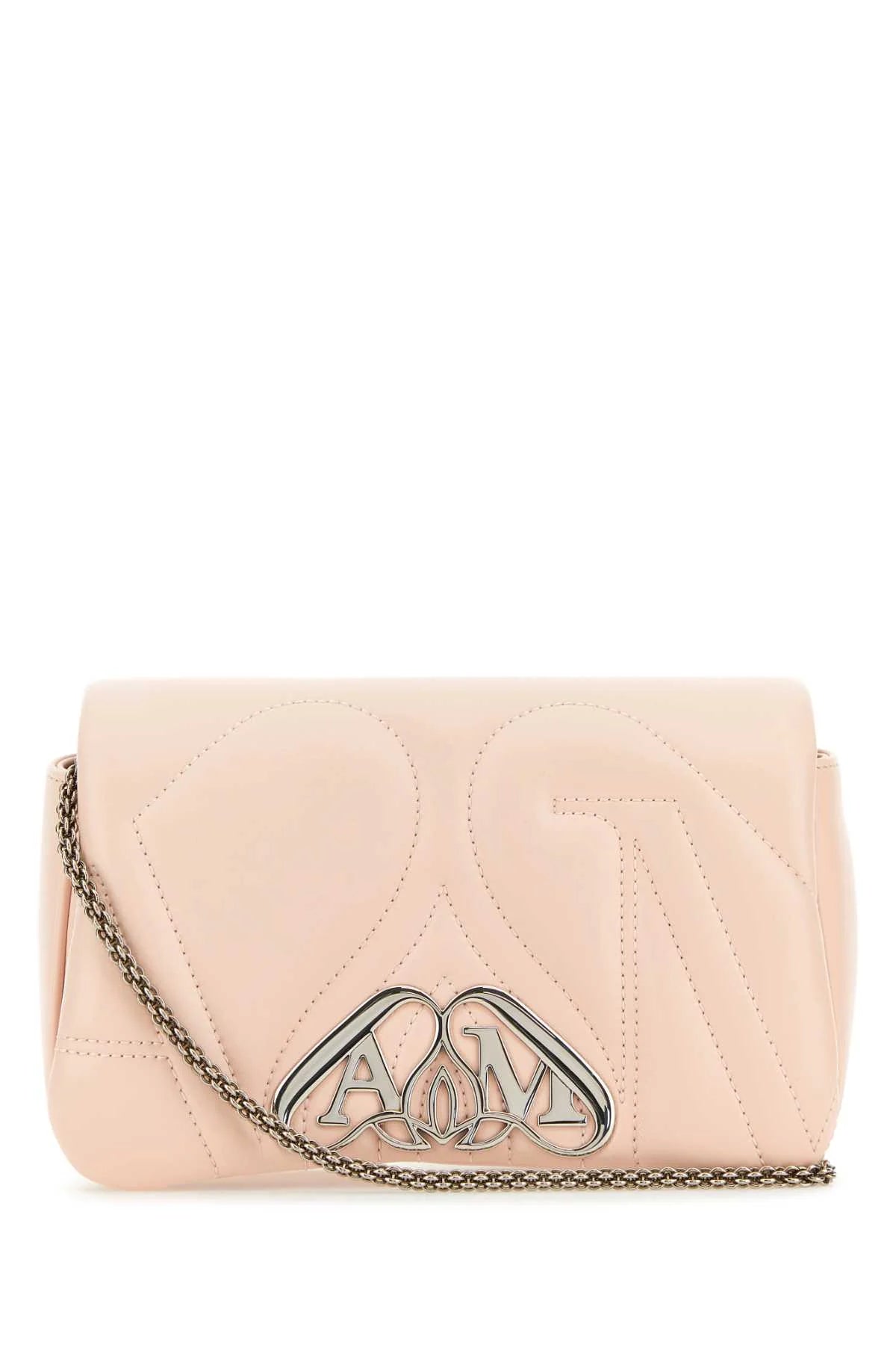 PASTEL PINK LEATHER MINI SEAL CLUTCH
