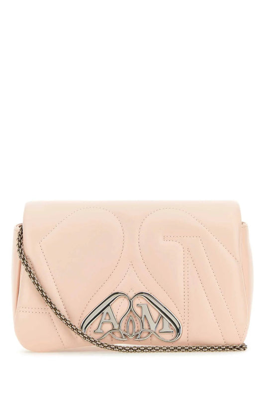 PASTEL PINK LEATHER MINI SEAL CLUTCH
