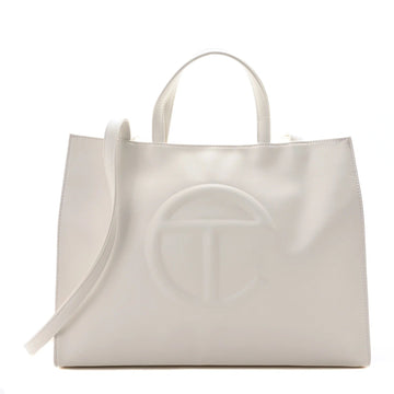 Vegan Leather Medium Shopping Bag White
