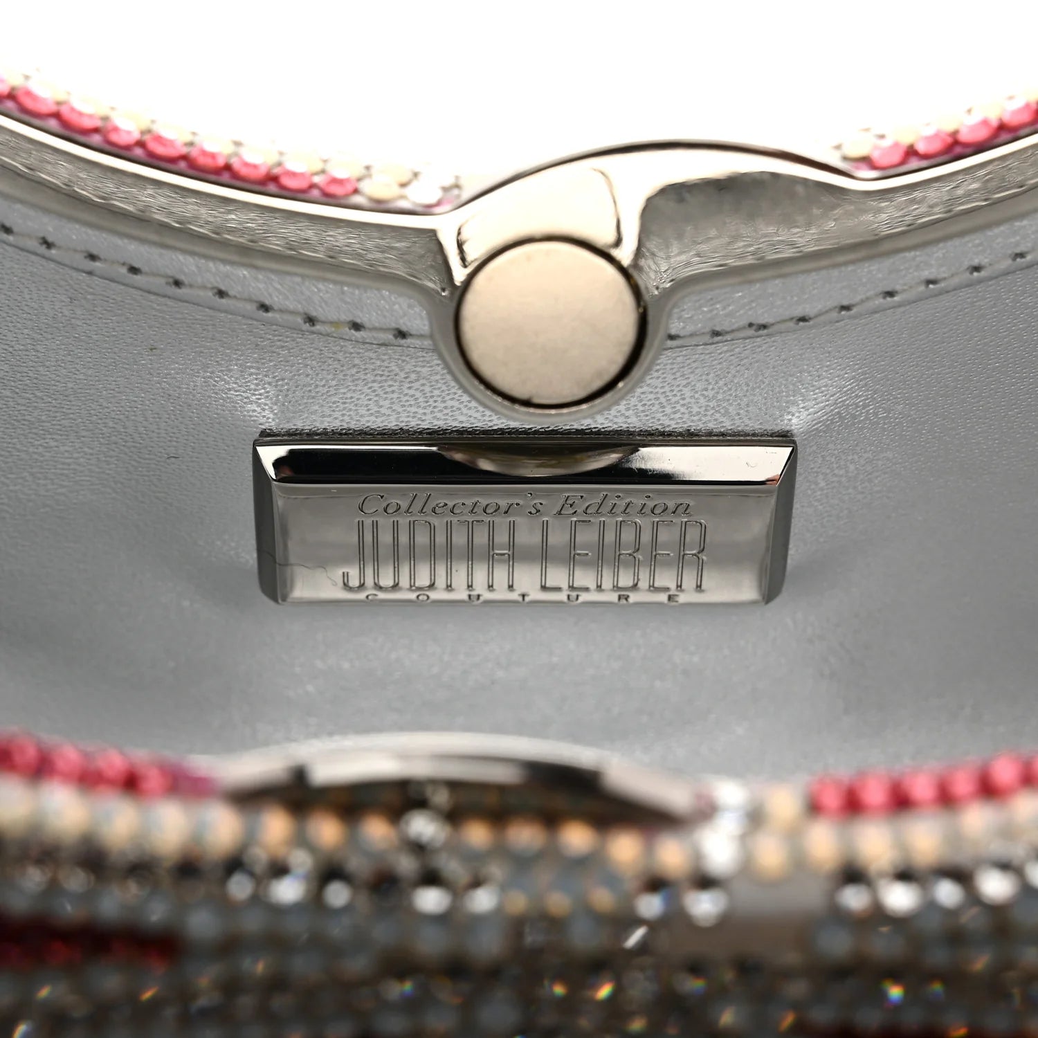 Crystal Lemon Crescent Minaudiere Clutch Clutch Silver Pink Multicolor