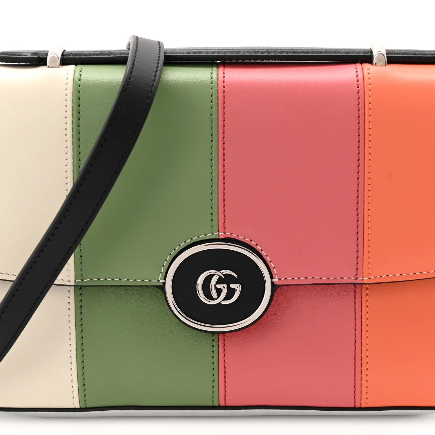 Senna Calfskin Petite GG Top Handle Shoulder Bag Mystic White Silver Multicolor