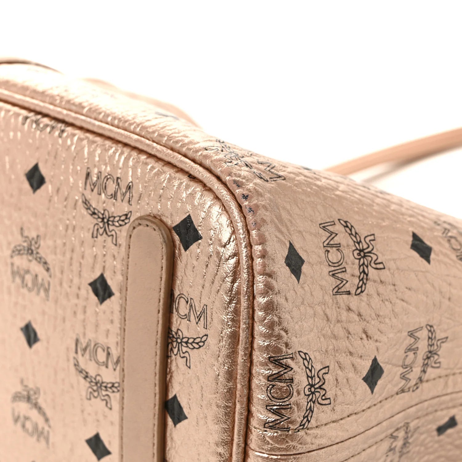 Metallic Visetos Medium Liz Reversible Shopper Tote Champagne Gold