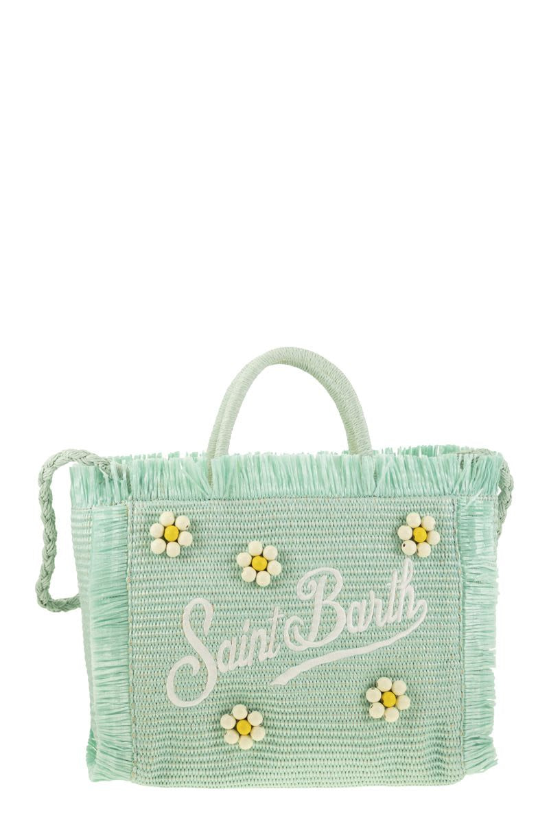 COLETTE - STRAW-EFFECT BAG with EMBROIDERED LOGO