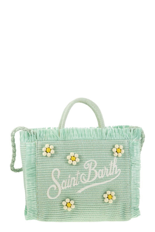 COLETTE - STRAW-EFFECT BAG with EMBROIDERED LOGO