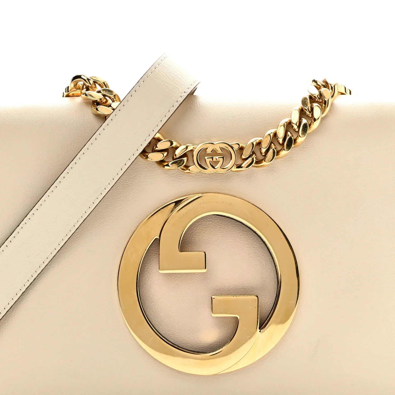 Roxy Calfskin Blondie Chain Shoulder Flap Bag Mystic White
