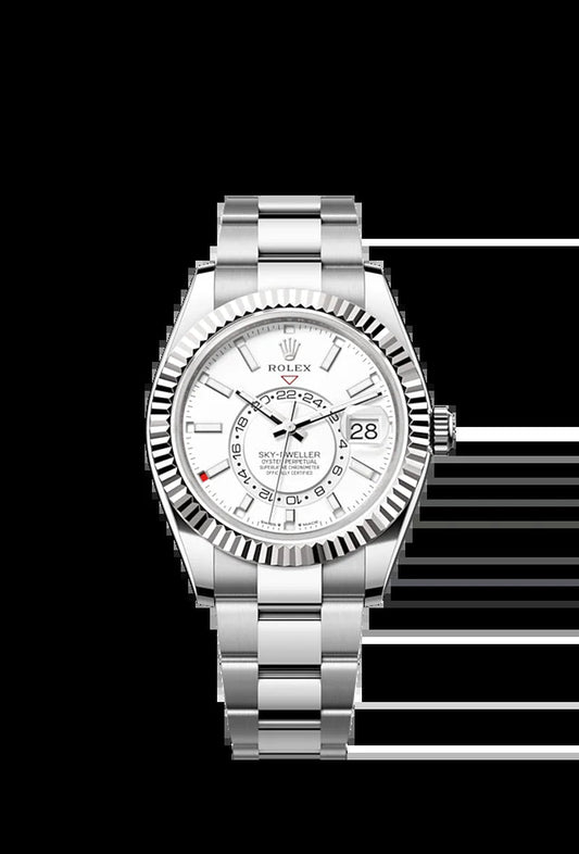 Sky-Dweller, 42Mm, Oystersteel and 18K White Gold, White, Oyster, Ref# 336934-0003