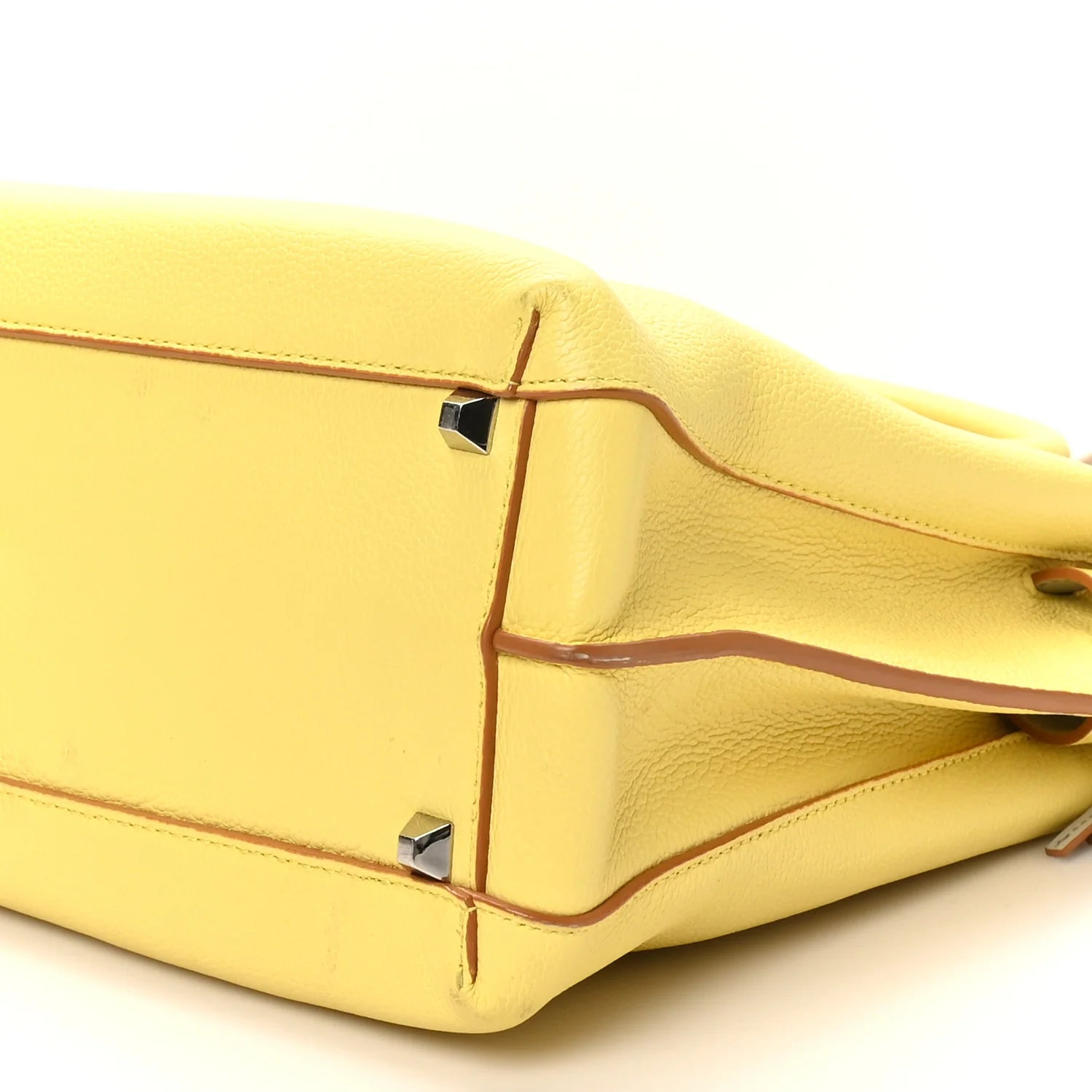 Grained Calfskin Medium Milla Tote Custard Yellow