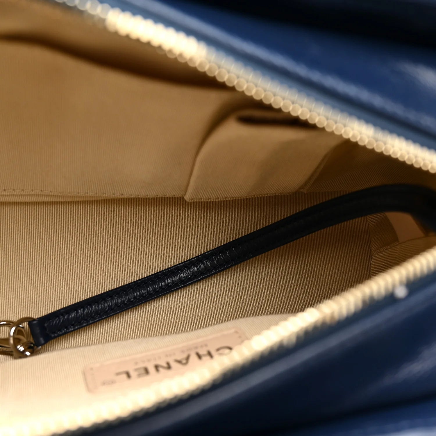 Rattan Calfskin Small Gabrielle Hobo Beige Navy