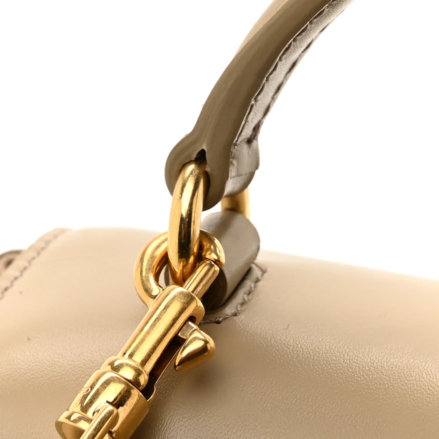 Satinated Calfskin Mini 16 Top Handle Bag Beige