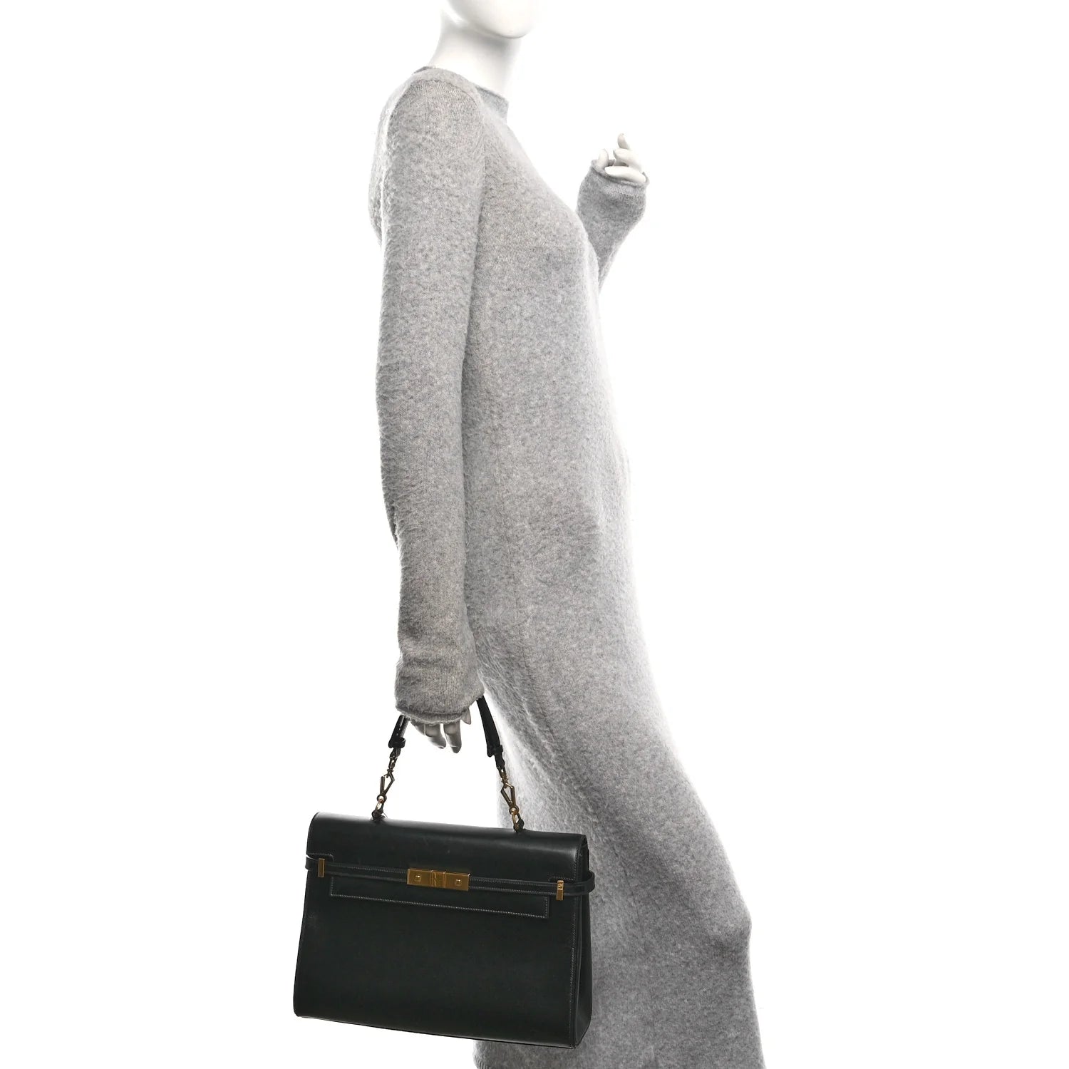 Smooth Calfskin Manhattan Top Handle Black