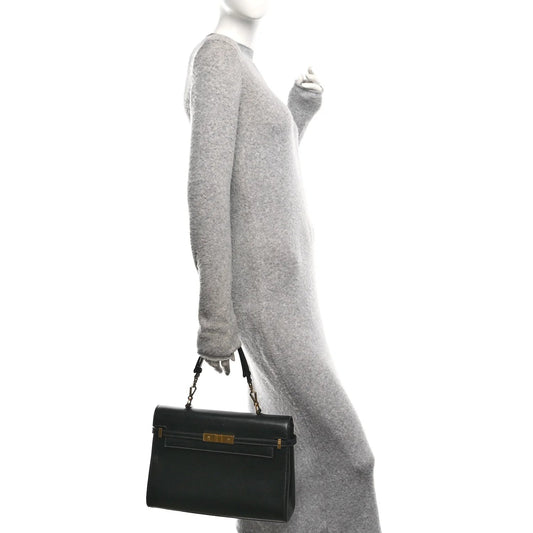 Smooth Calfskin Manhattan Top Handle Black