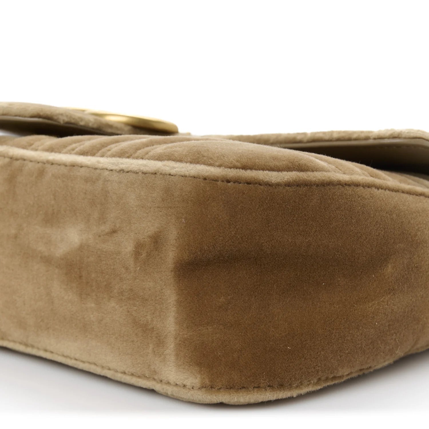 Velvet Matelasse Small GG Marmont Shoulder Bag Taupe