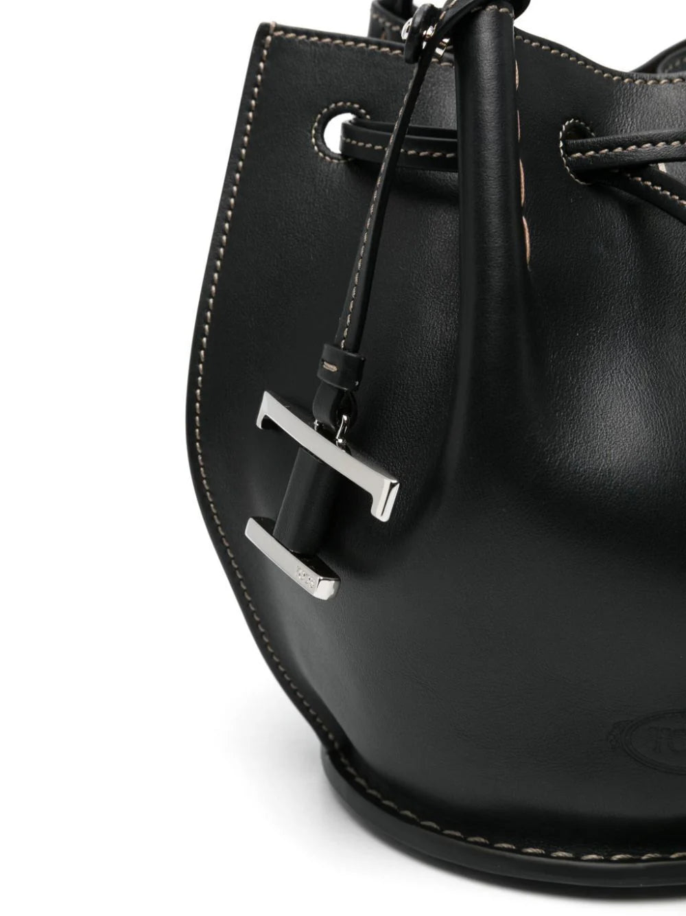 LOGO-CHARM LEATHER MINI BUCKET BAG