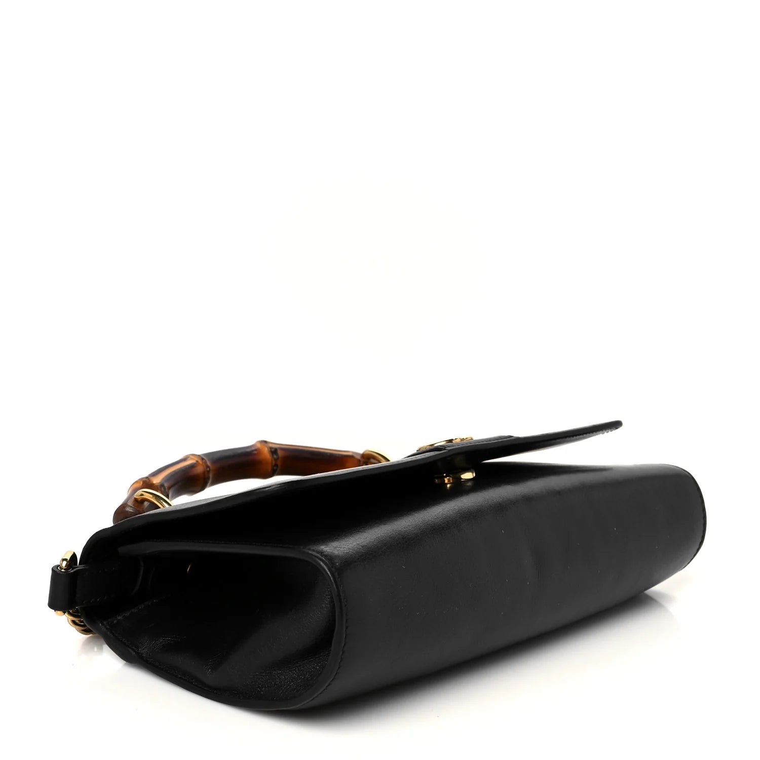 Wonka Grain Calfskin Mini Diana Bamboo Top Handle Shoulder Bag Black