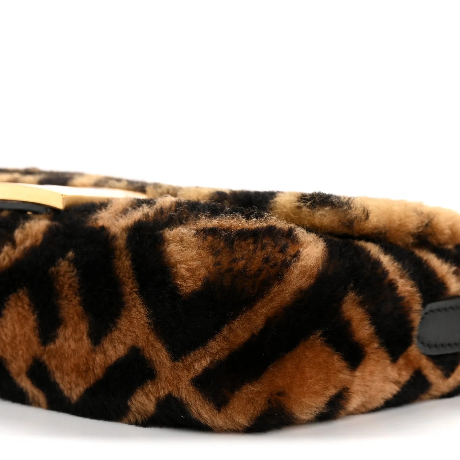 Shearling Vitello Dolce Macro FF 1974 Mini Baguette Tobacco Black