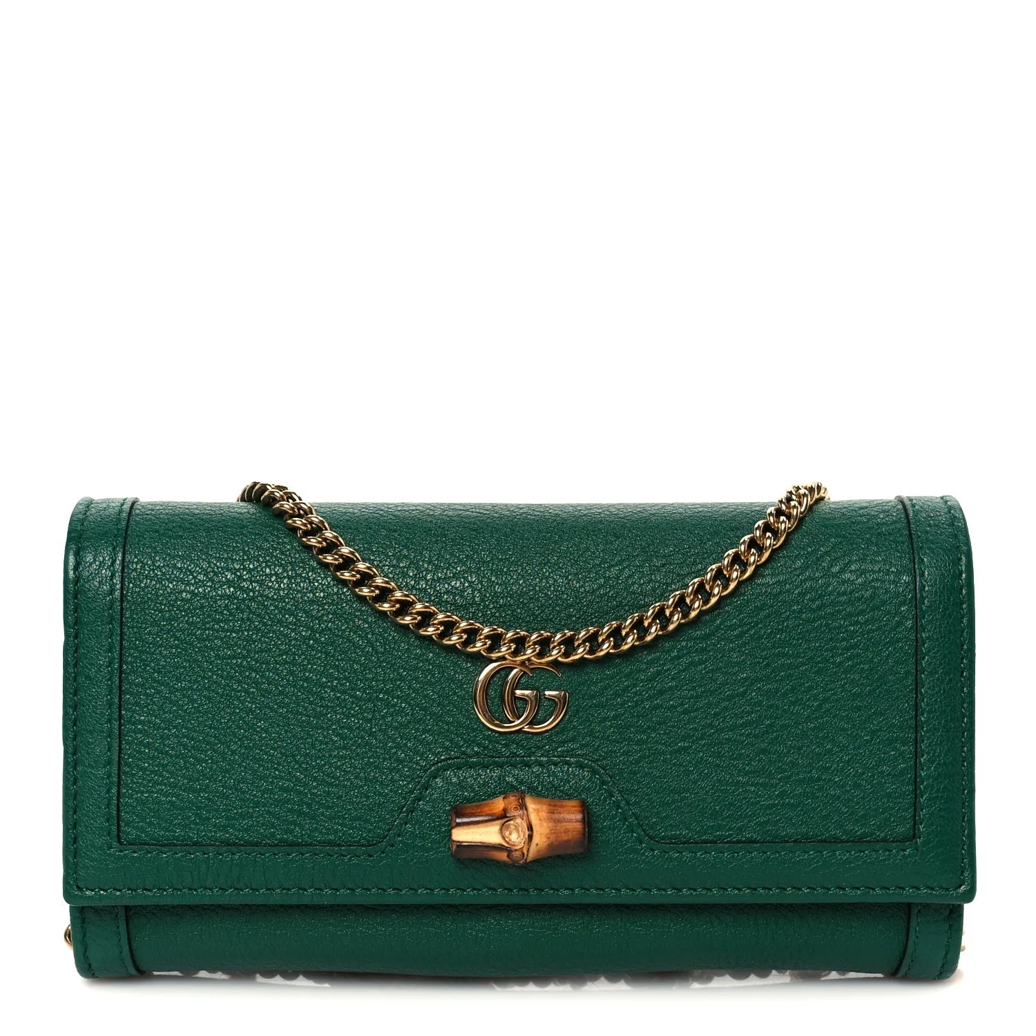 Wonka Grain Calfskin Diana Chain Wallet Black