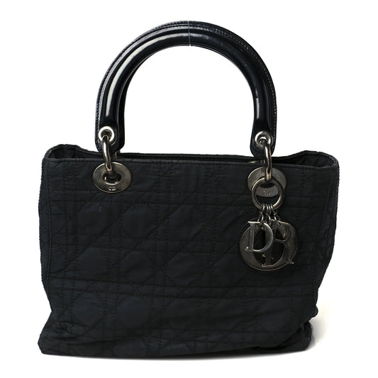Nylon Cannage Medium Lady Dior Black