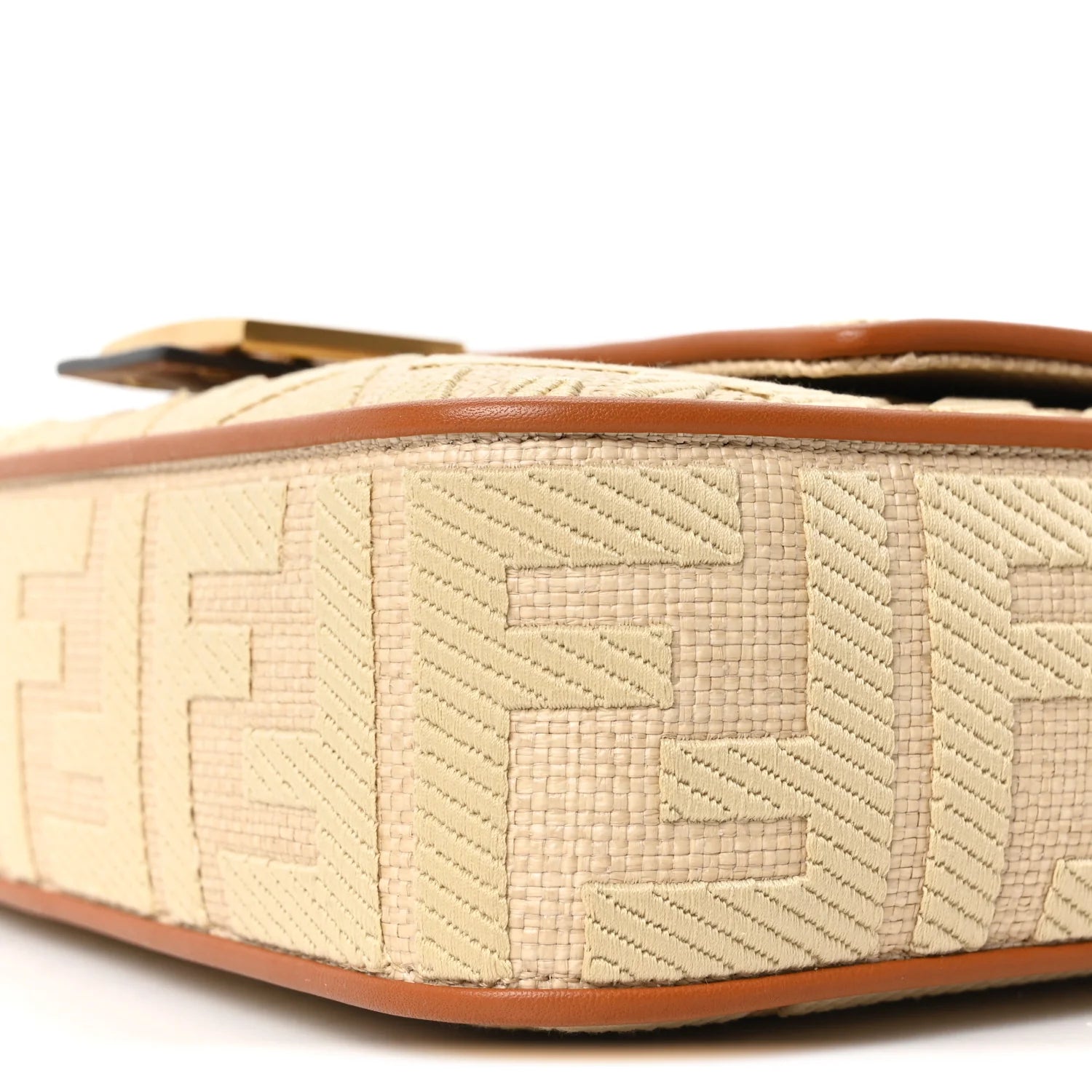 Raffia Vitello King Lucido FF Embroidered Baguette Alchemy Brandy