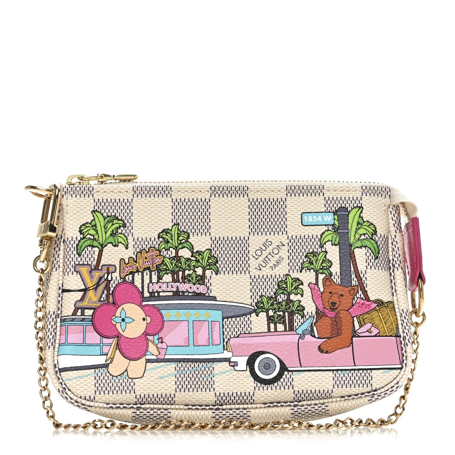Damier Azur 2021 Christmas Animation Hollywood Mini Pochette Accessories Fuchsia