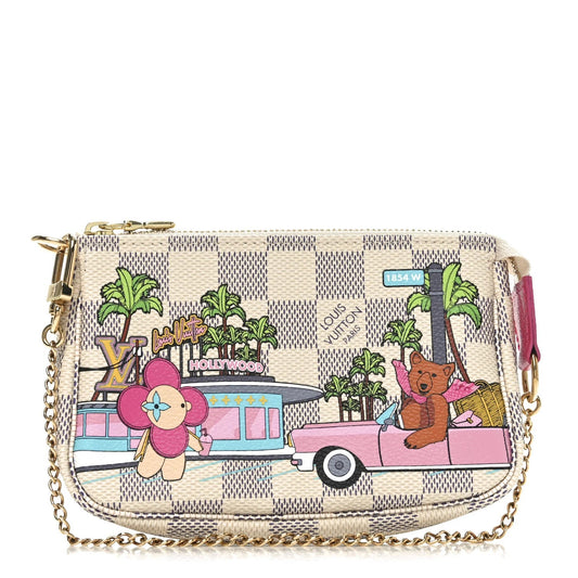 Damier Azur 2021 Christmas Animation Hollywood Mini Pochette Accessories Fuchsia