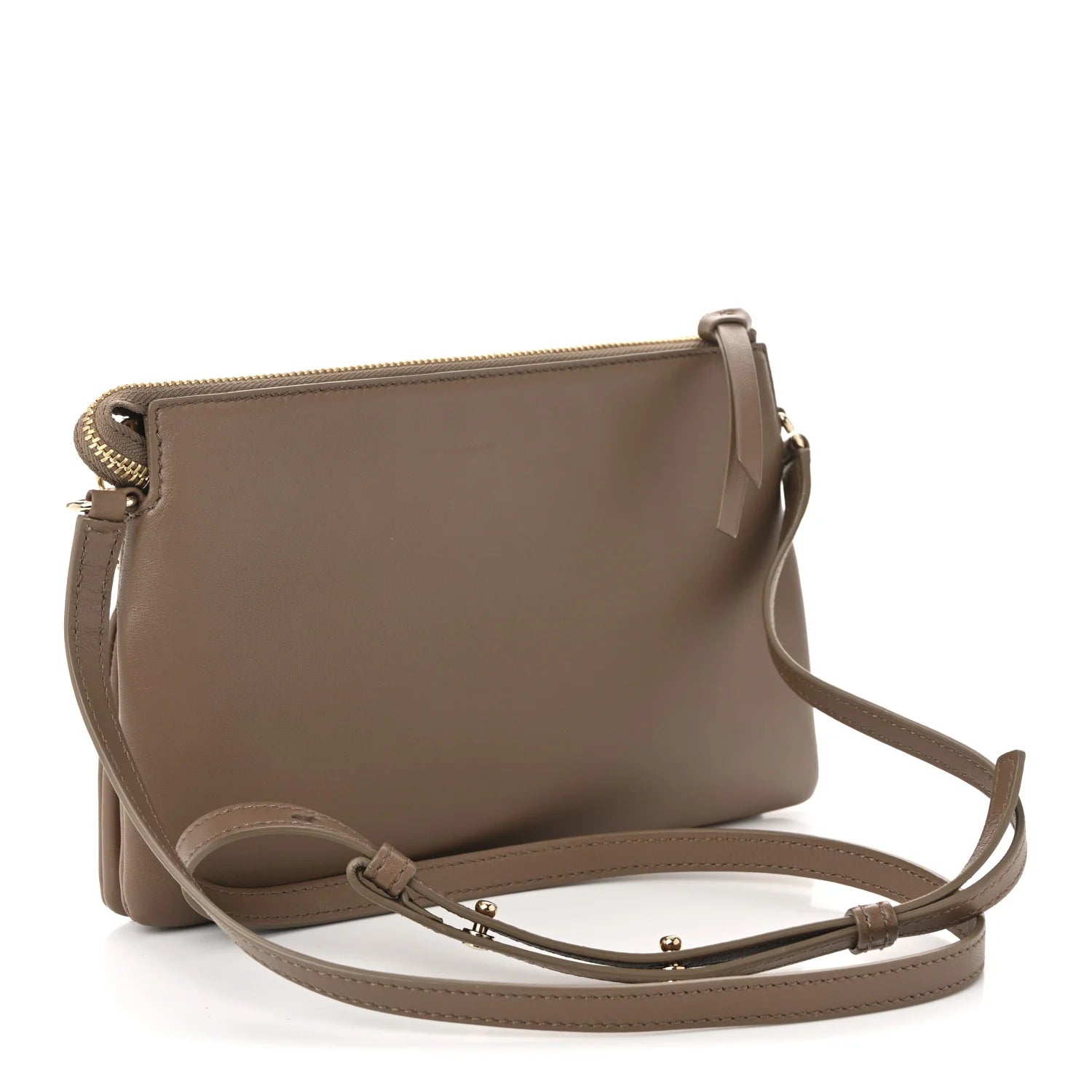 Supple Lambskin Small Faye Soft Zippered Shoulder Bag Neutral