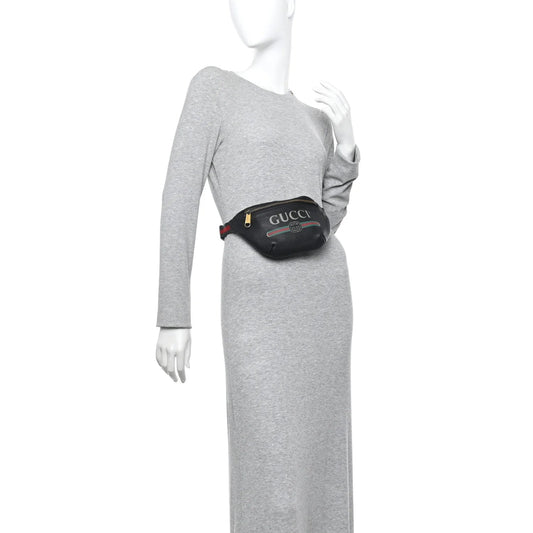 Grained Calfskin Small Logo Belt Bag Black