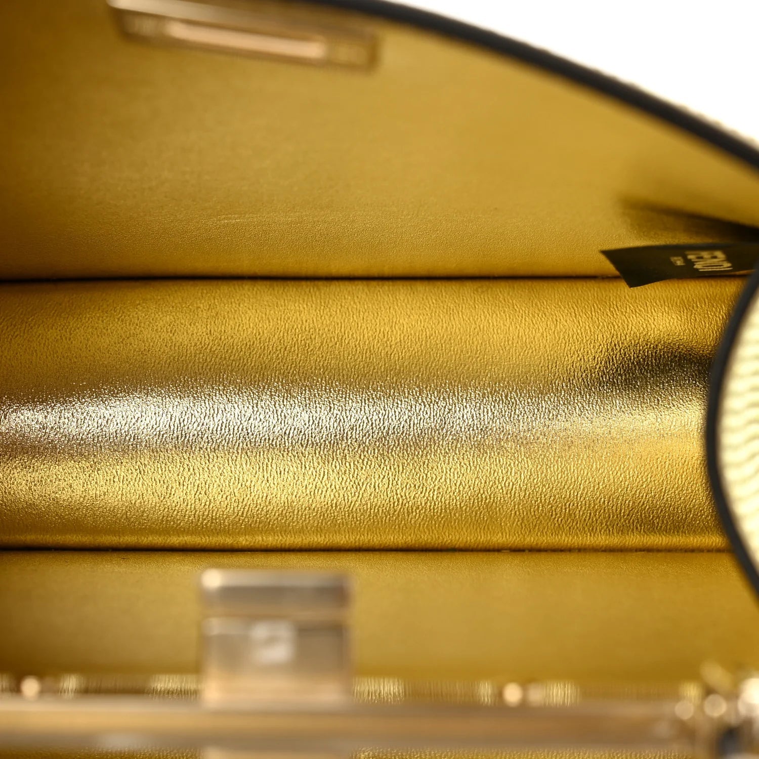 Crystal Vitello Laminato FF Petite Peekaboo I SEE U Satchel Crystal Platinum Light Gold