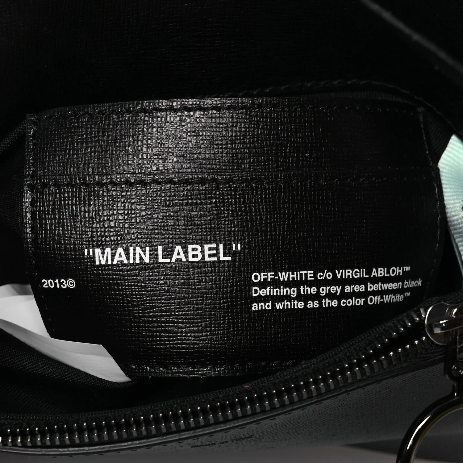 Saffiano Striped Mini Diag Binder Clip Bag Black White Yellow