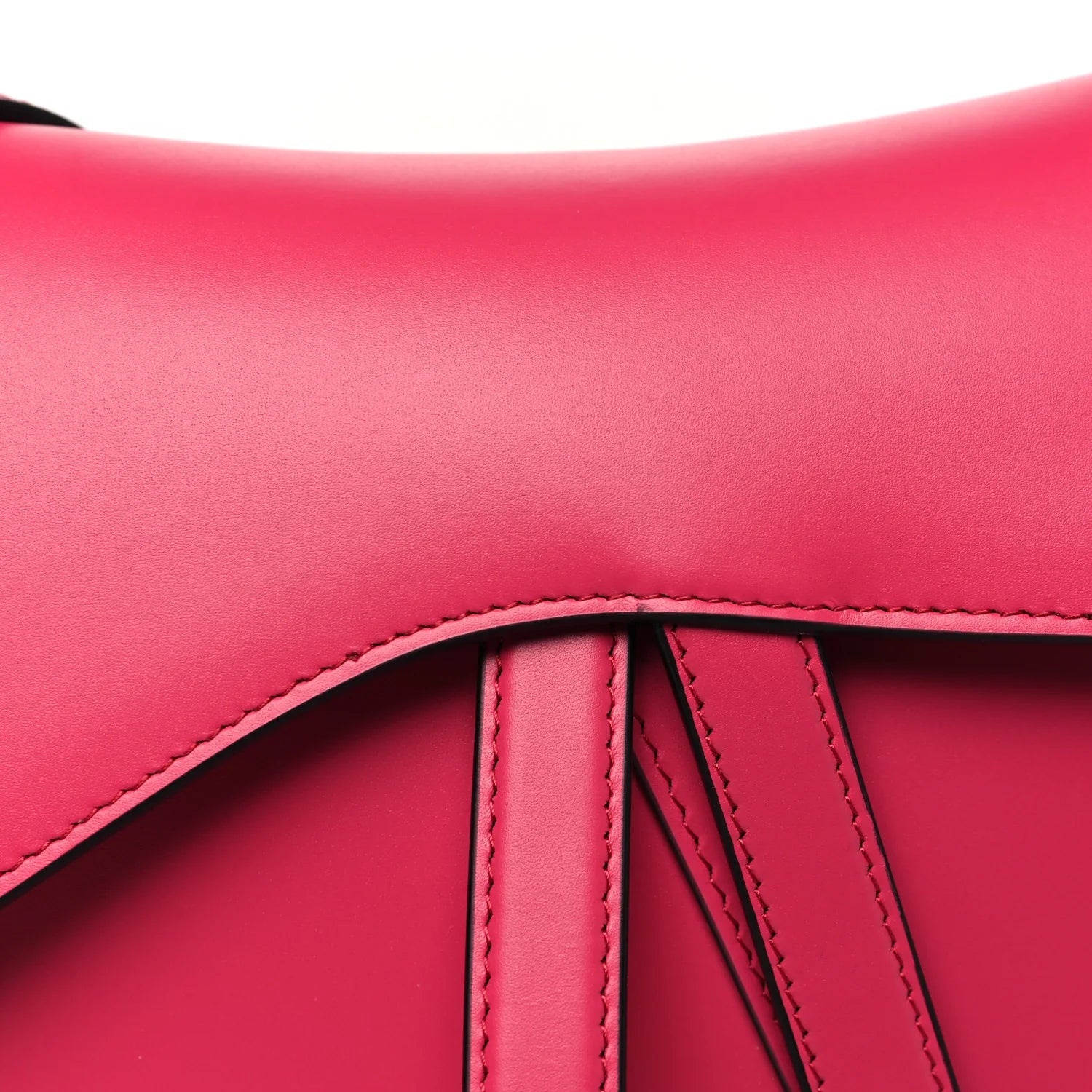 Supple Calfskin Saddle Bag with Strap Passion Pink