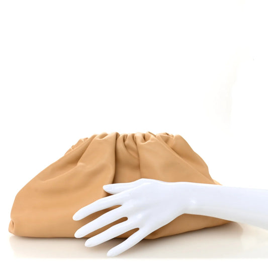 Smooth Butter Calf the Pouch Oversized Clutch Nude