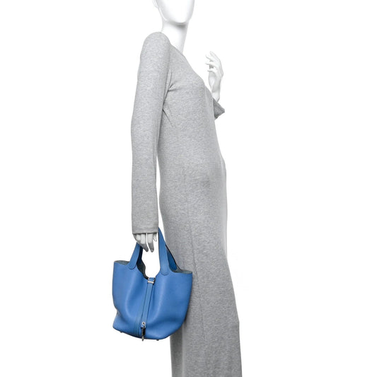 Taurillon Clemence Swift Picotin Lock 22 MM Bleu Paradis