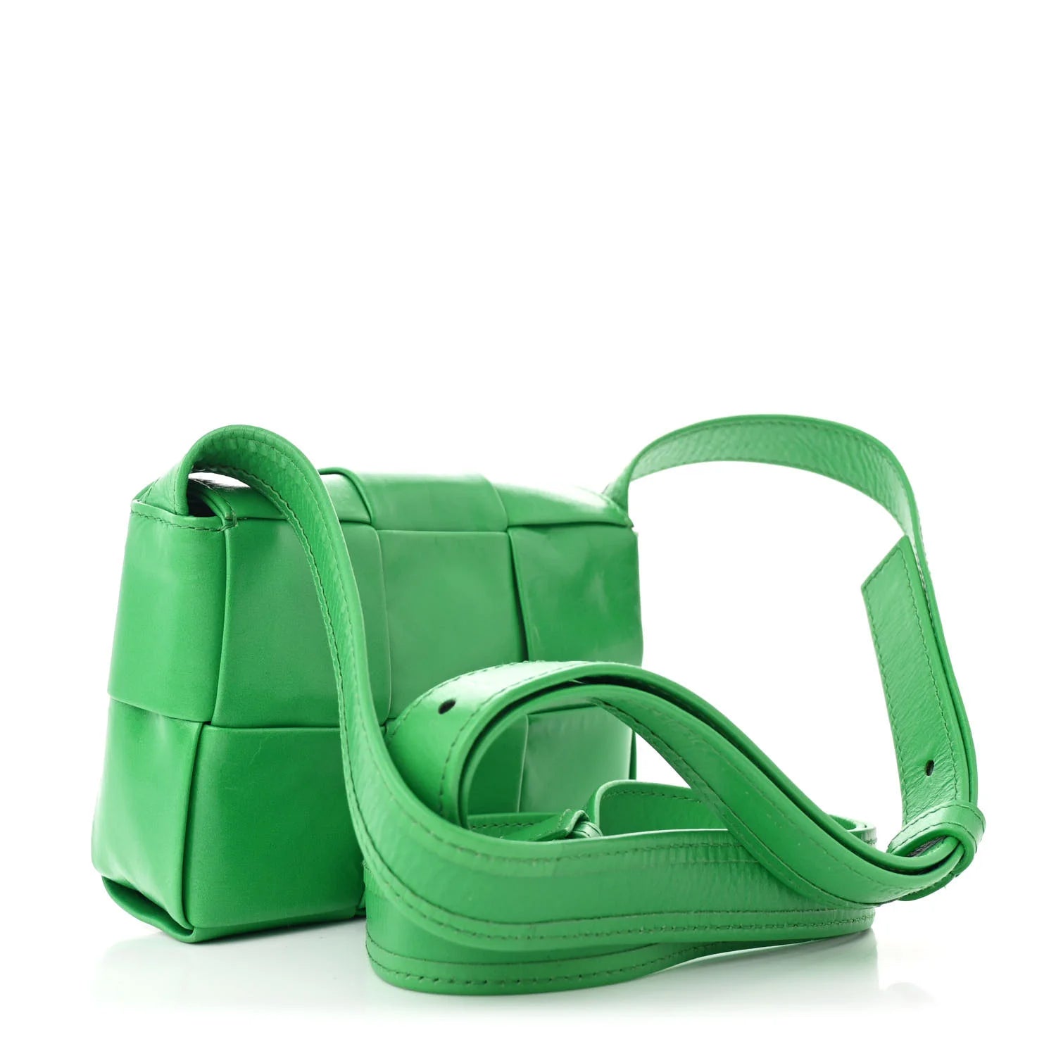 Crinkled Lambskin Maxi Intrecciato Extra Mini Cassette Crossbody Bag Parakeet