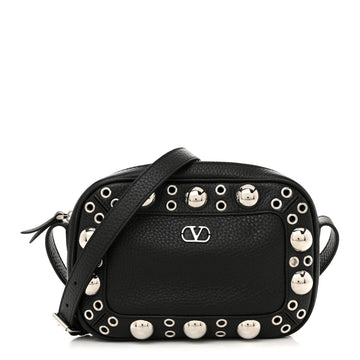Grainy Calfskin Studded Nellcote Crossbody Bag Black