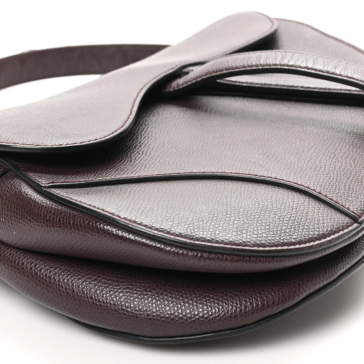 Grained Calfskin Saddle Bag Burgundy