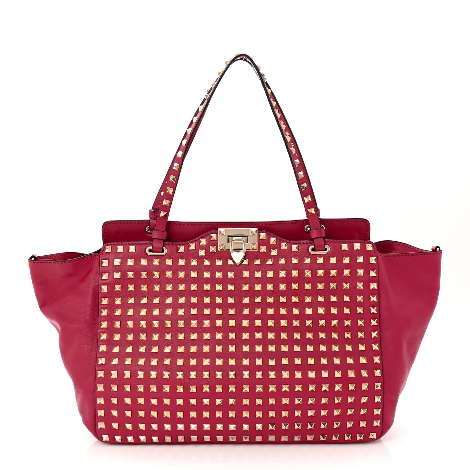 Vitello Medium Rockstud All over Tote Cyclamin