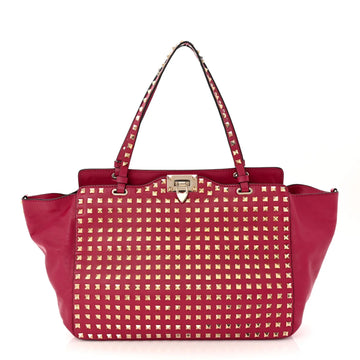 Vitello Medium Rockstud All over Tote Cyclamin