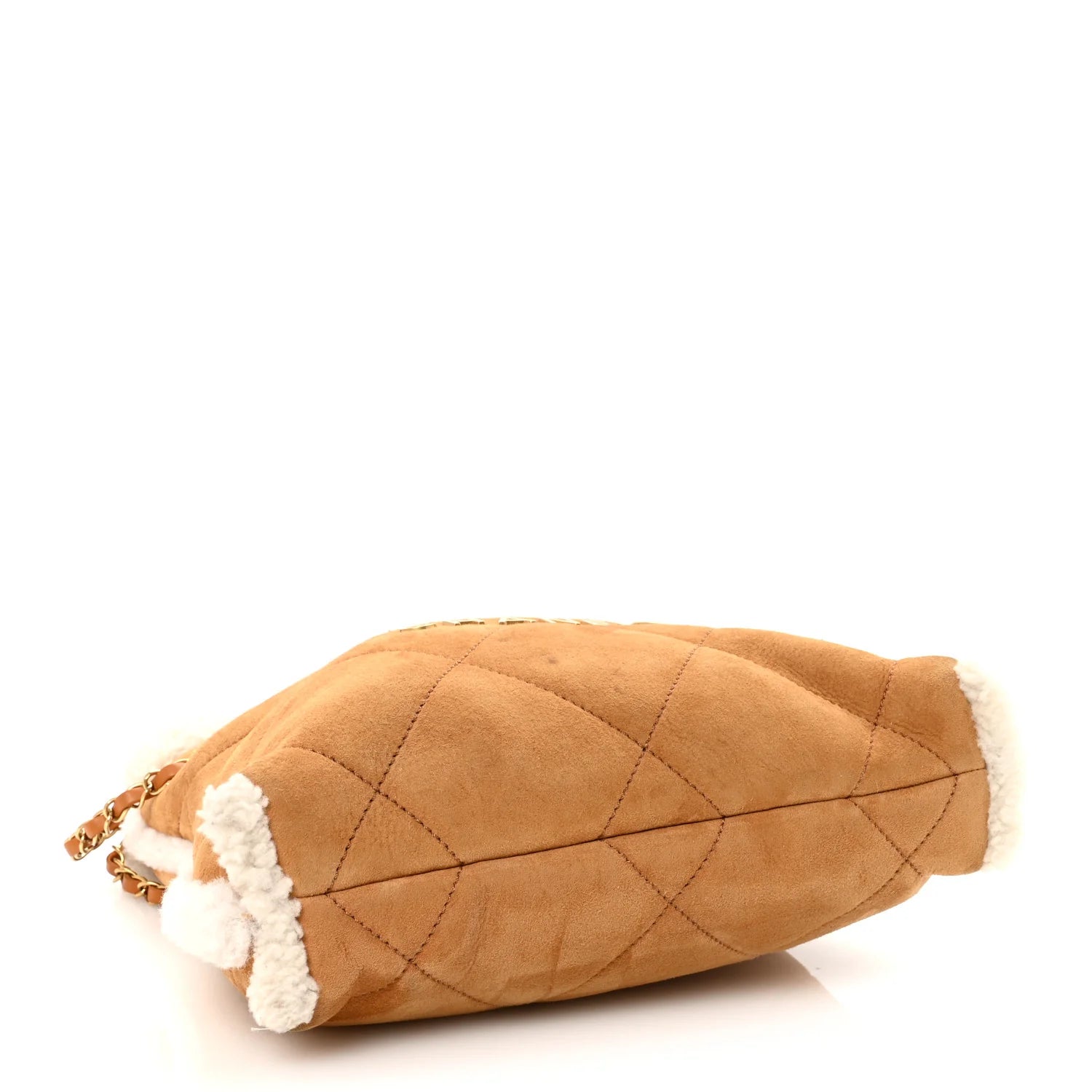 Suede Shearling Quilted Small  22 Brown White