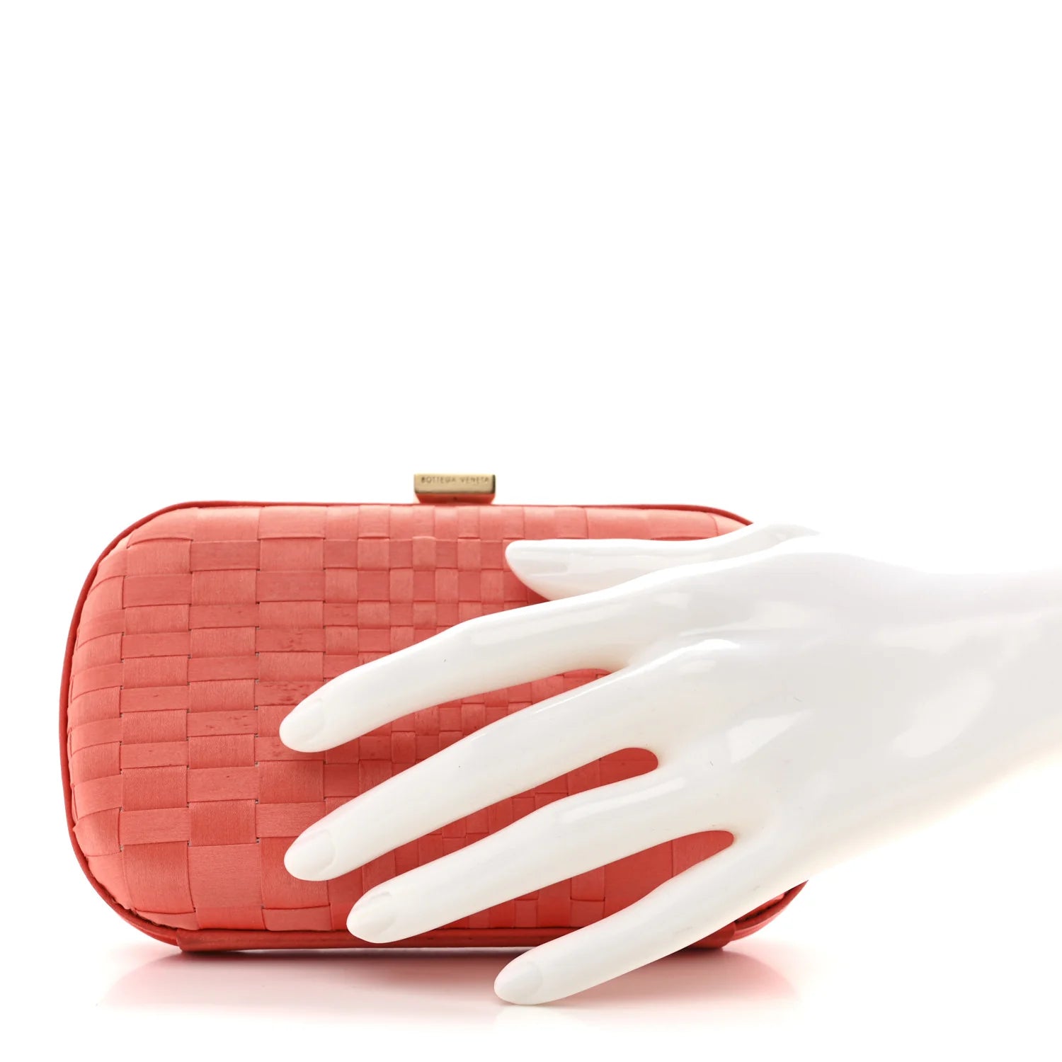 Satin Intrecciato Clutch Orange