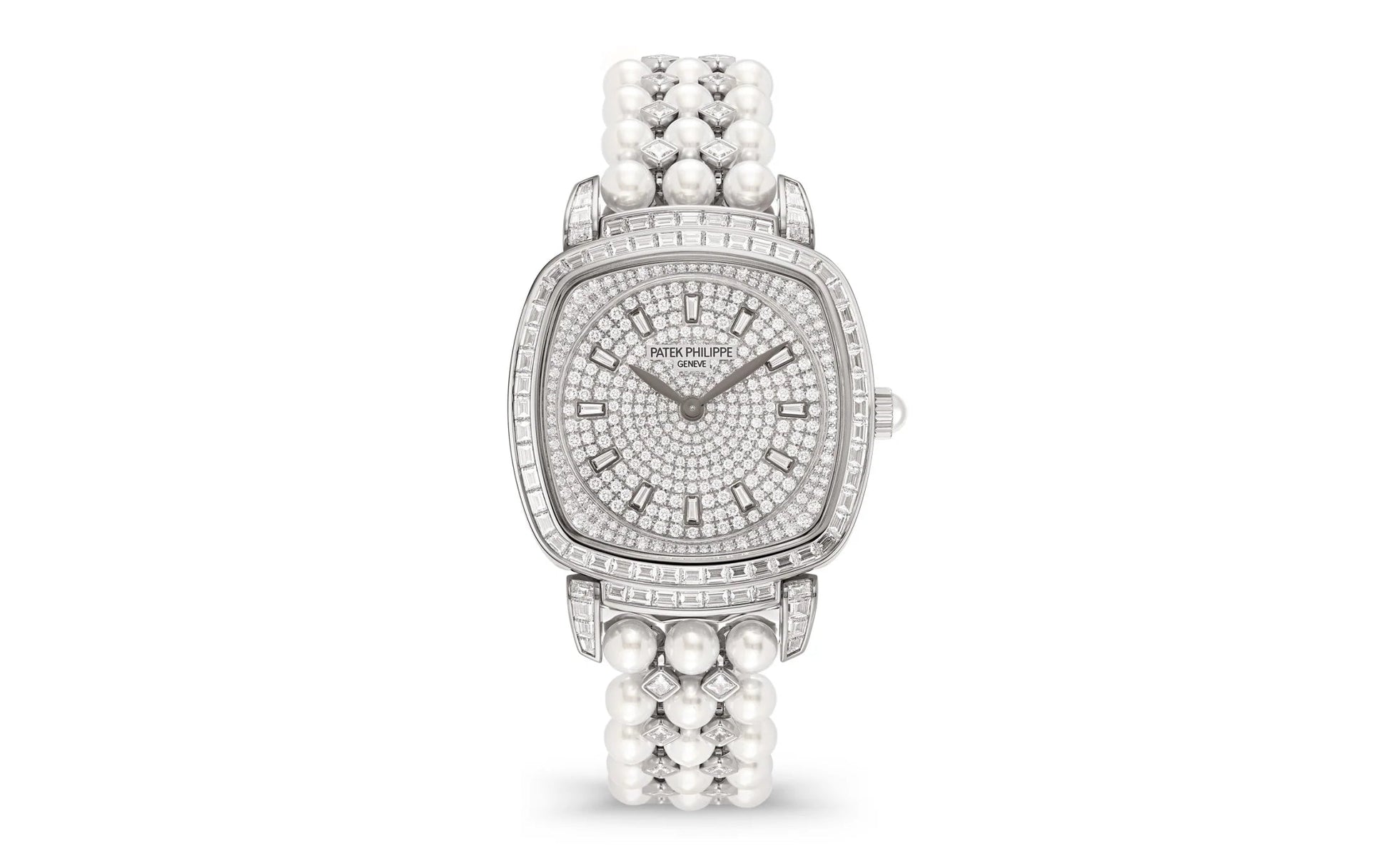 Ladies Gondolo Haute Joaillerie, 18Kt White Gold Set with Diamonds and Akoya Pearls, 31 × 34.8Mm, Ref# 7042/100G-010