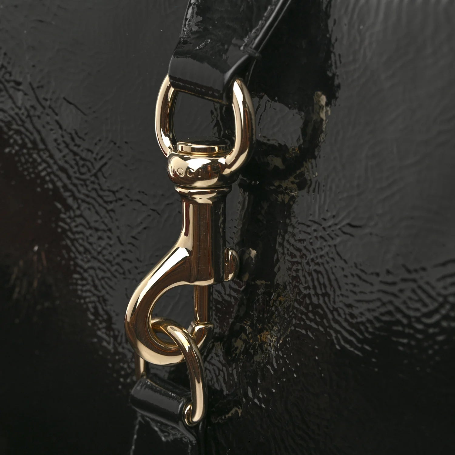 Patent Calfskin Small Jackie Shoulder Bag Black