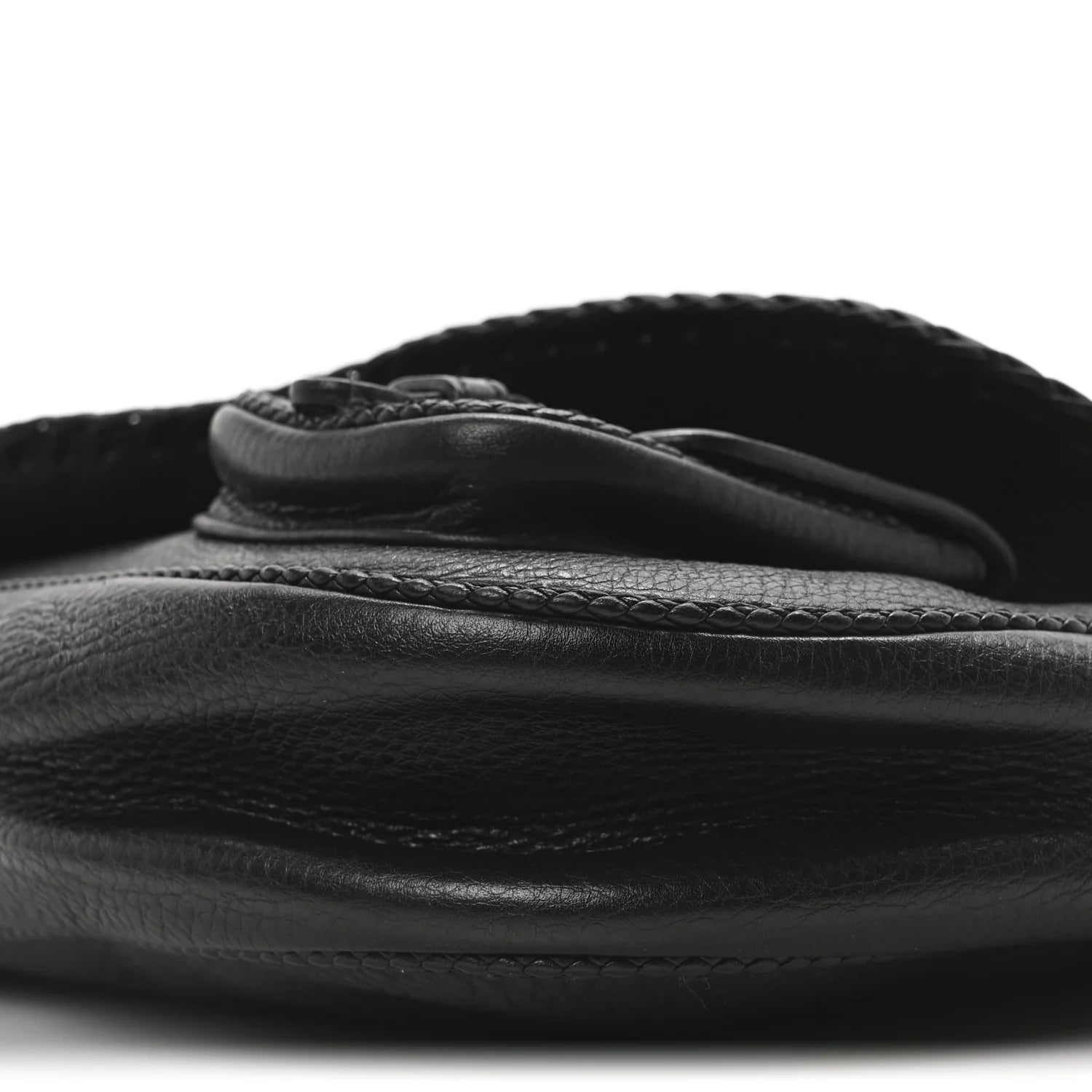 Pebbled Calfkskin Braided Medium Gaucho Double Saddle Bag Black